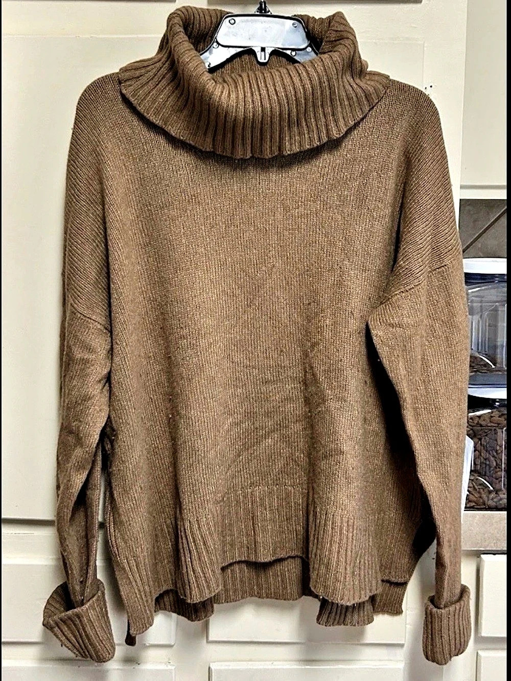 Anthropologie Wool Blend Sweater Womens Sz Large Made Italy Brown Turtleneck